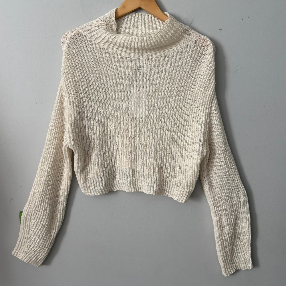 Lovers + Friends Ivory Open Knit Sweater Boho Beach Pullover Coastal Grandma
